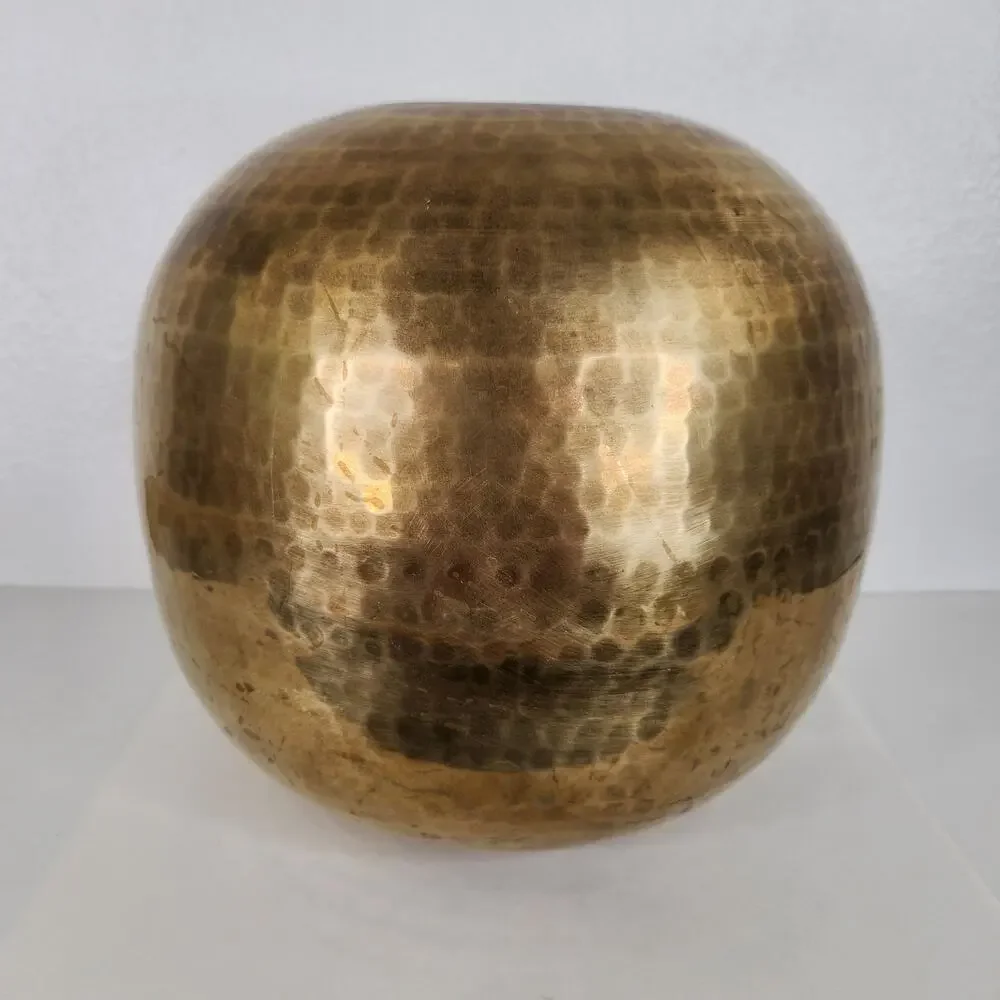 VTG Seiden International Hammered Round Brass Vase Pot Bohemian Home Decor